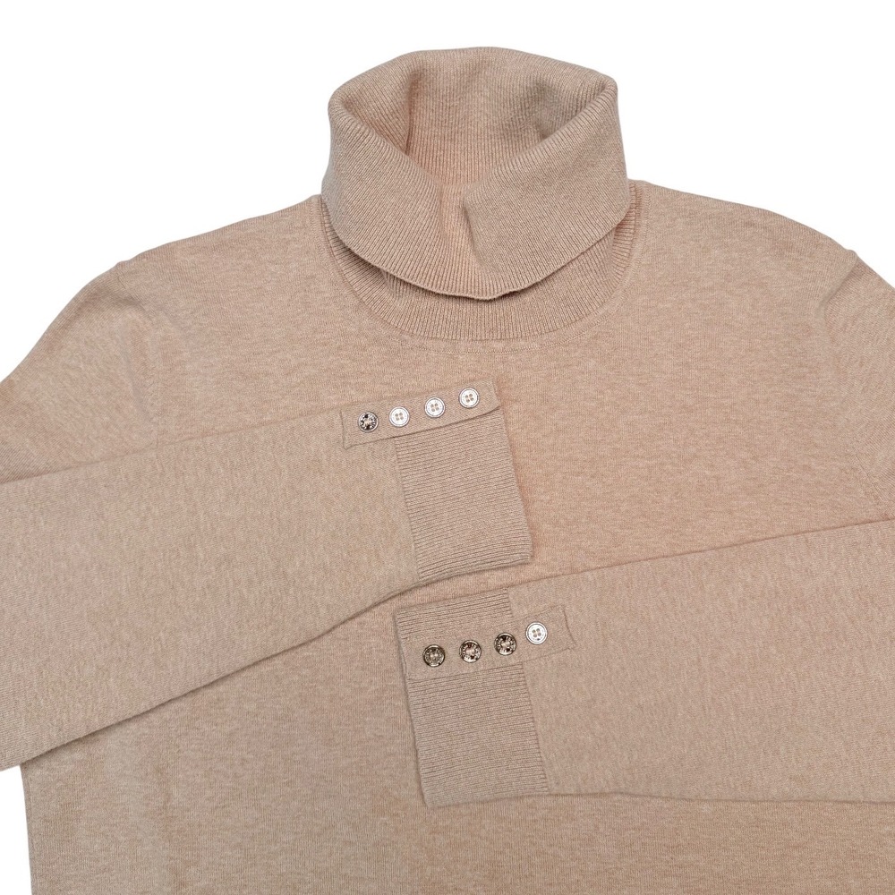Tommy Hilfiger Tan Turtleneck Sweater Button Cuff Slim Fit XL Minimalist Capsule - Picture 2 of 11
